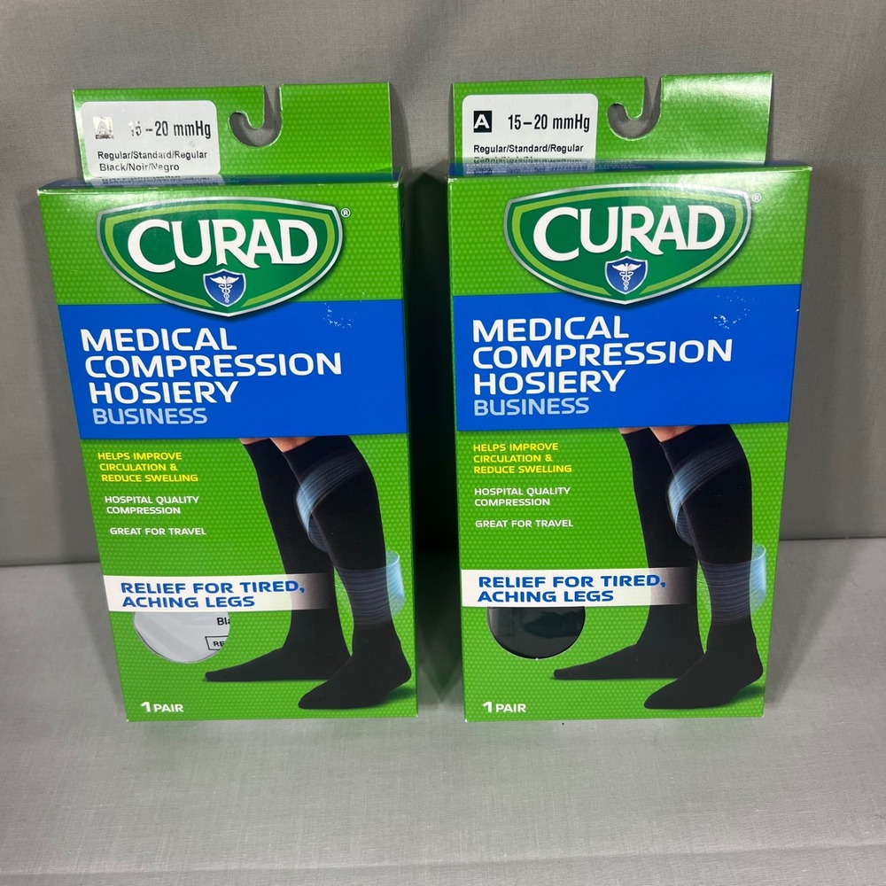 Curad Medical Compression Hosiery 15-20 mmHg Black Unisex Size A Regular